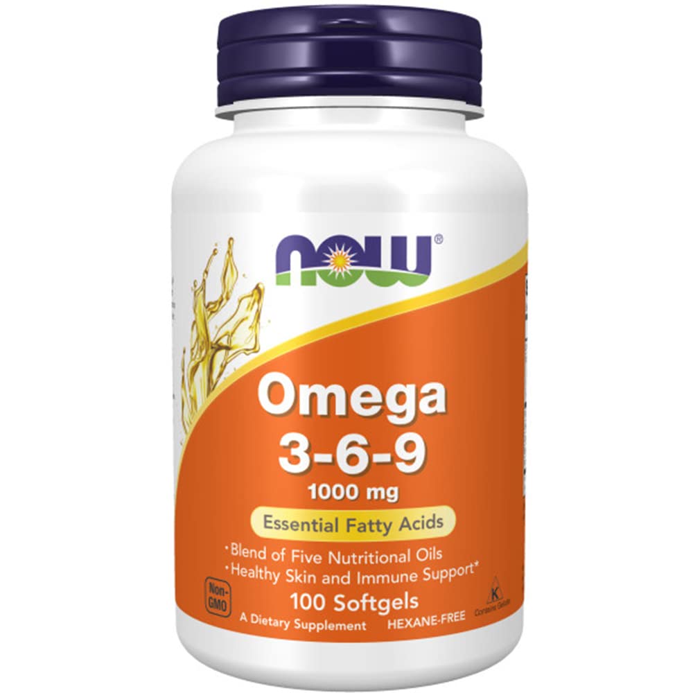 Now Foods, Omega 3-6-9, 1000mg, with Vegetable Oils, High-Dosed, 100 Sofgels, Lab-Tested, Soy-Free, Gluten-Free, Non-GMO - BeesActive Australia