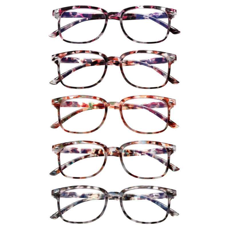 ZONLON 5 Pack Reading Glasses for Women - Anti Blue Light Blocking with Spring Hinges Multicolor 2.5 x - BeesActive Australia