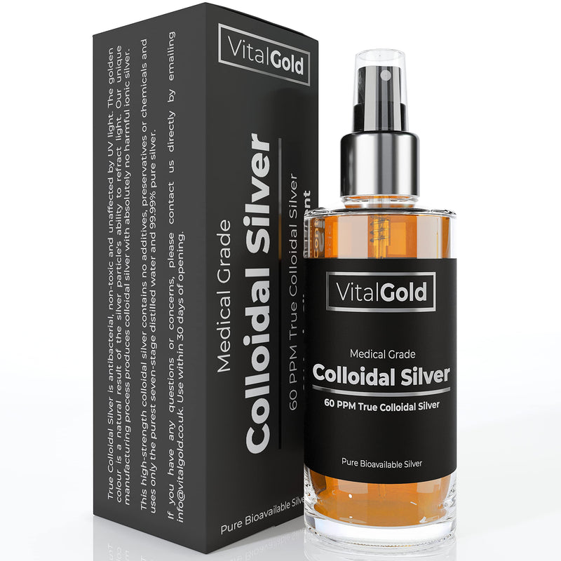 True Colloidal Silver 60 PPM - Free from Ionic Silver - 100ml Glass Bottle with Atomiser Spray Cap - BeesActive Australia