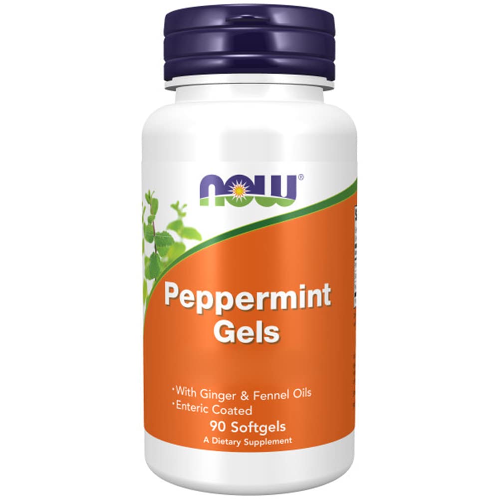 Now Foods Peppermint Gels, Peppermint Oil, with Ginger and Fennel, 90 Softgels, Lab Tested, Gluten Free - BeesActive Australia