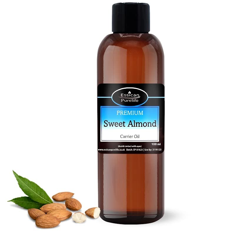 Sweet Almond Oil - Almond Oil for Skin, Hair, Nails, Cuticles, Ears, Face, Body, Stretch Marks, Aromatherapy - Pure & Natural Massage Carrier Oil Cold Pressed, Food Grade, Vegan & UK Made 100 ml (Pack of 1) - BeesActive Australia