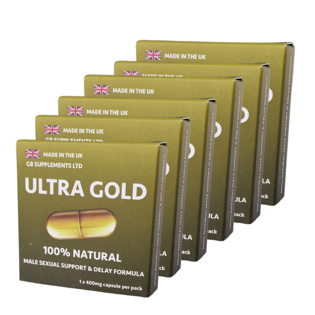 6 x Ultra Gold high Strength Capsules with Delay, 100% Herbal Sexual Support Supplement for Men! Stamina, Libido, Endurance Support - BeesActive Australia