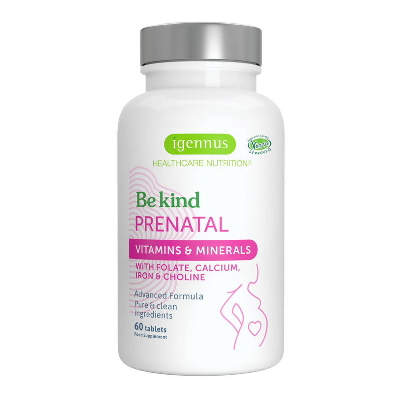 Advanced Clean Label Vegan Prenatal Multivitamin with Folic Acid as Folate, Plus Choline, Calcium, Magnesium & Gentle Iron, Complete Pregnancy Vitamins for Women, 60 Tablets, by Igennus - BeesActive Australia