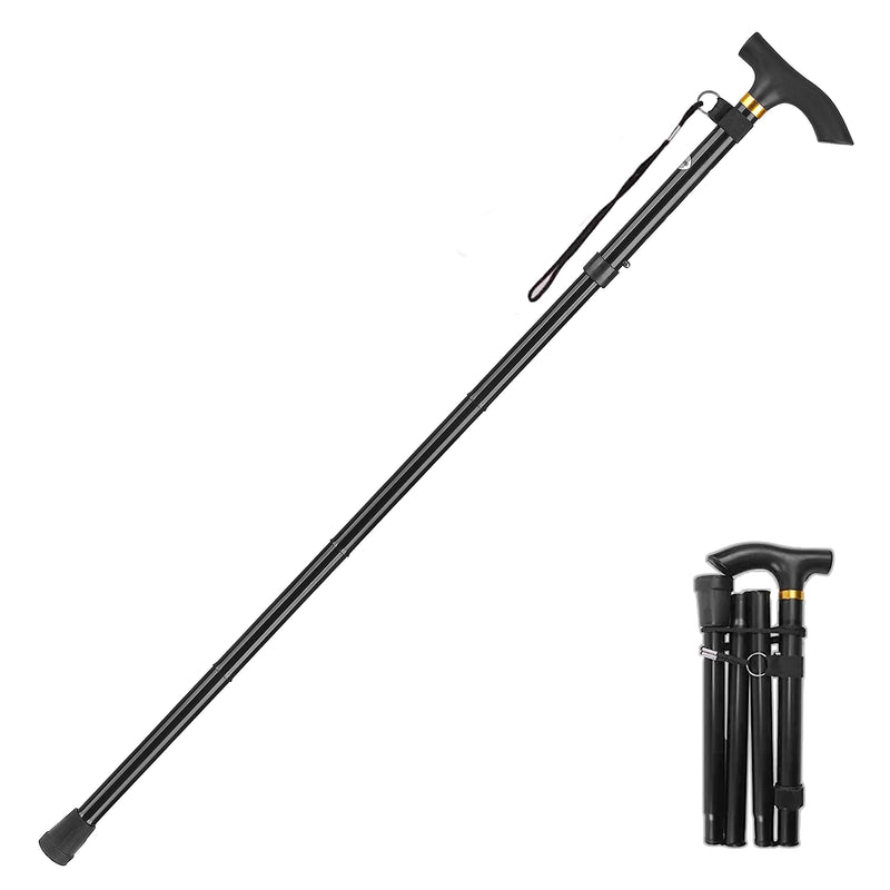 LZZAZ® Walking Stick, Adjustable Height Folding Walking Sticks for Men, Aluminum Walking Sticks for Women & Disability Aids, Black - BeesActive Australia