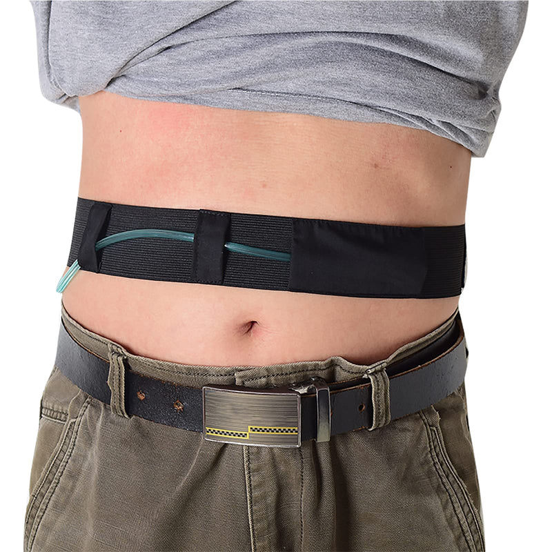 Peritoneal Dialysis Belt, Adjustable PD Dialysis Catheter Belt G Tube Holder with Bag, Soft Abdominal Penetration Drainage Tube Fixation Stabilization Belt Peritoneal Accessories for PD Patients Black - BeesActive Australia