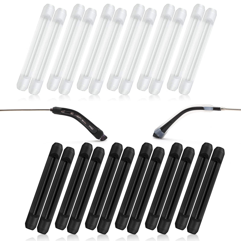 Glasses Ear Grips, 12 Pairs Silicone Eyeglass Ear Hook Cushions Eyeglasses Leg Covers Comfort Retainer for Various Glasses (Black, White) - BeesActive Australia