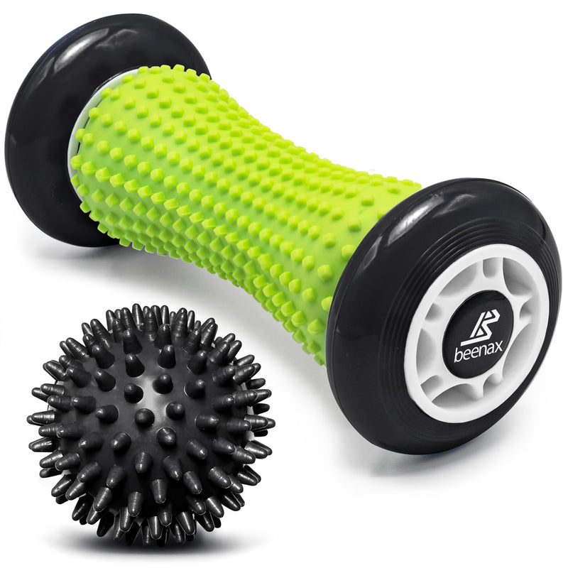 Beenax Foot Massage Roller and Hard Spiky Ball Set - Perfect for Plantar Fasciitis Recovery, Wrists and Forearms Exercise, Arm Pain, Trigger Point - Designed to Relieve Stress and Relax Tight Muscles Black - BeesActive Australia