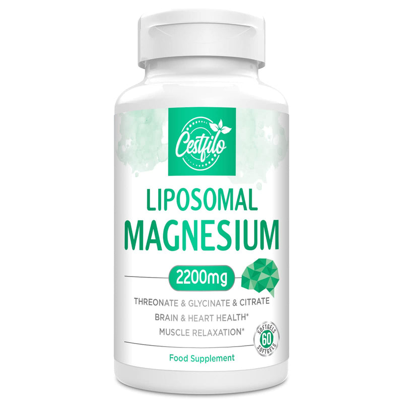 Cestfilo Liposomal Magnesium Complex 2200mg-Liposomal Complex High Potency Magnesium Threonate, Magnesium Glycinate, Magnesium Citrate, Powerful Supplement, Gluten Free, 60 softgels. 60 Softgels(pack of 1) - BeesActive Australia