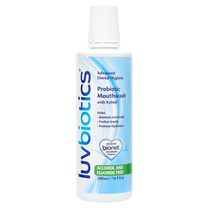 LUVBIOTICS Fluoride Free Mouthwash with Oral probiotics & xylitol. Promotes Good Bacteria for Fresh Breath, Healthy Gums & Teeth. Free from Alcohol, SLS, Parabens - 500ml - BeesActive Australia