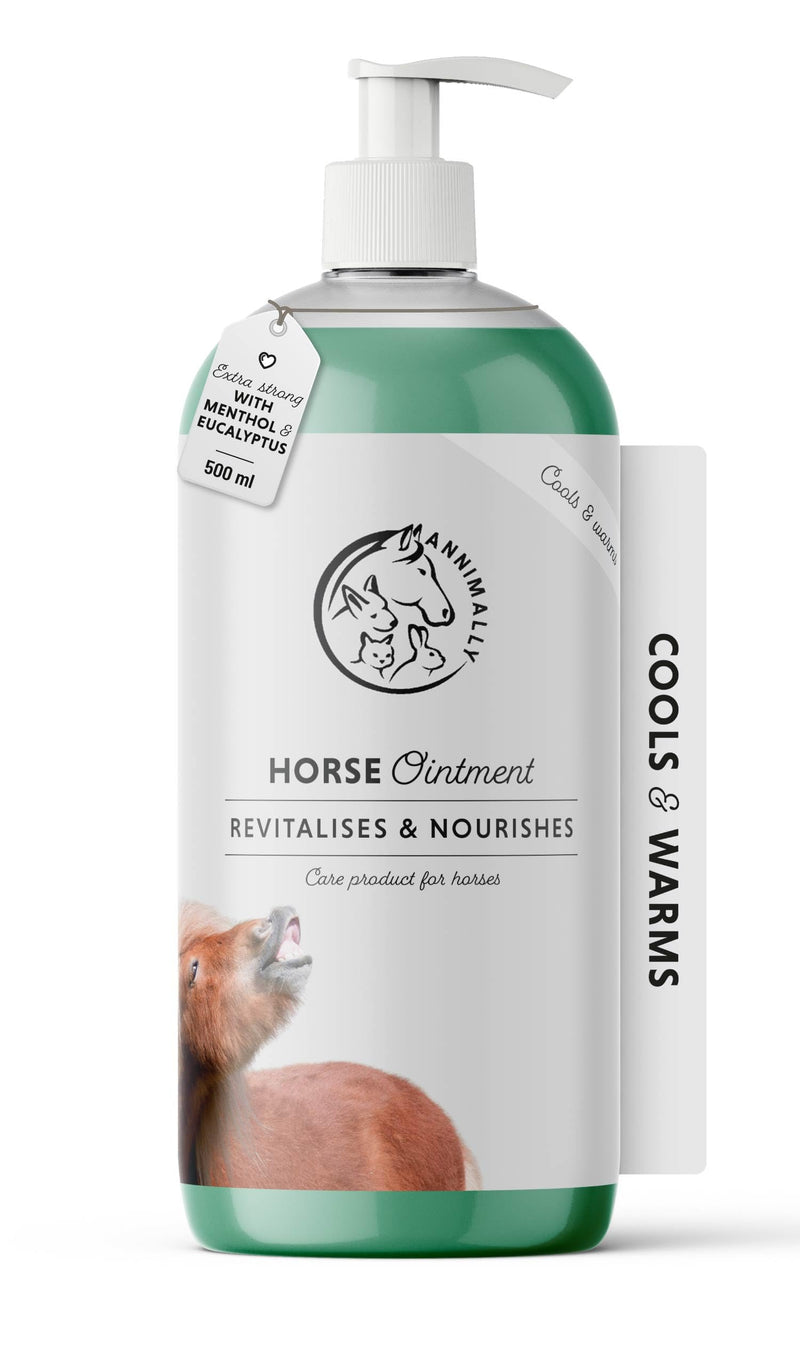 Annimally Horse Balm 500 ml - Cooling & Warming Care Gel, Two-Phase Formula for Muscles, Tendons & Ligaments, with Menthol, Wintergreen Oil, Rosemary & Mint, Made in Germany