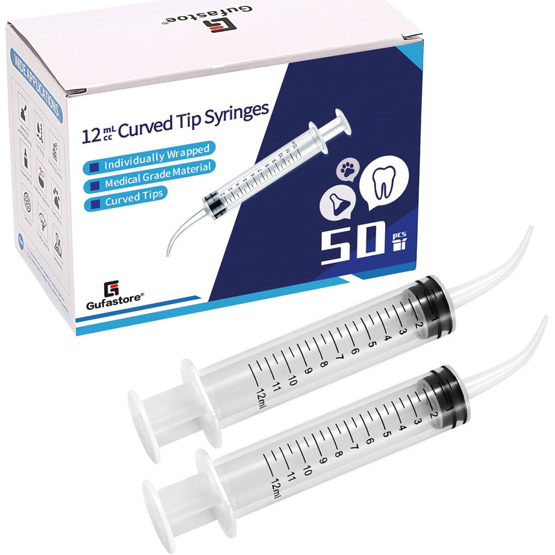 40 Pack 12ml Dental Syringe with Curved Tip for Oral Dental Care, Lab, Feed Small Pet 12ml-40Pack