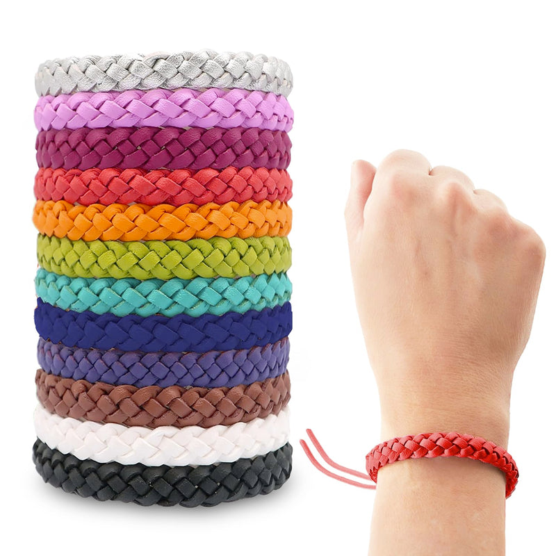 SC Products 12 Pack Natural Mosquito Repellent Bracelets – Nature Leather Braided Wrist Bands for Children and Adults | Adjustable Leather Deet Free | 300-Hour Insect Repellent Protection Original Design - BeesActive Australia