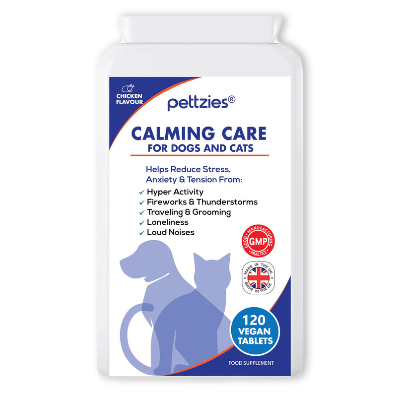 Dog Calming Care Supplement for Dogs and Cats - 120 Tablets for Stressed Nervous Pets. Anxiety Relief from Stress, Barking, Anxious, Fireworks and Loud Noises. Dog Calmer and Calm Aid Product Calming Aid for Dogs & Cats 120 Tablets