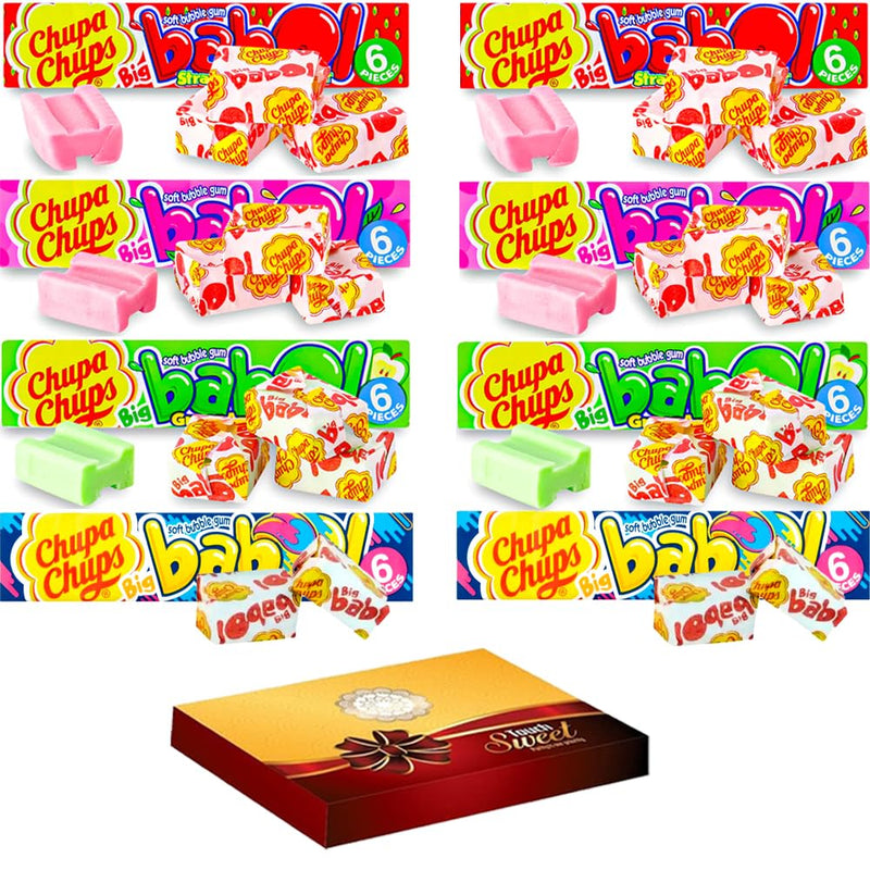 Big Babol Strawberry,Blue Raspberry,Tutti Frutti,Green Apple Flavour Soft Bubble Gum 27.6g - 8 x Mixed Big Babol Bubble Gum Packs - BeesActive Australia