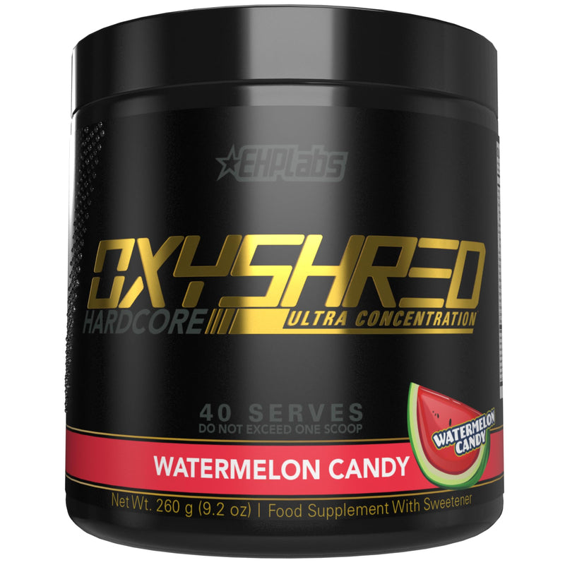 EHPlabs OxyShred Hardcore Thermogenic Pre Workout Powder for Shredding - Pre Workout Powder with L Glutamine & Acetyl L Carnitine, Energy Boost Drink, Mood Booster - Watermelon Candy, 60 Servings - BeesActive Australia