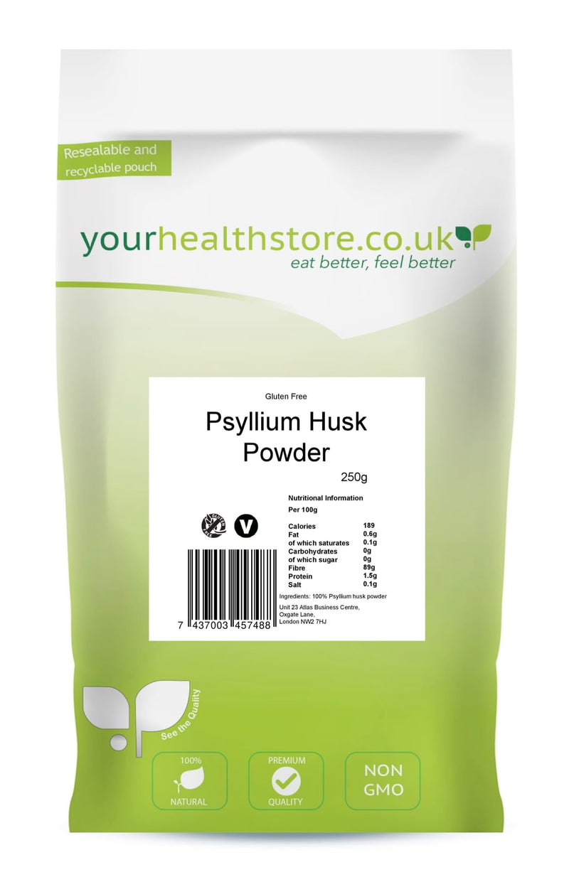 yourhealthstore Psyllium Husk Powder 250g, Extra High Purity, Non Contaminated, No Pesticides, Fine Powder, Gluten Free, Vegan, (Recyclable Pouch) - BeesActive Australia