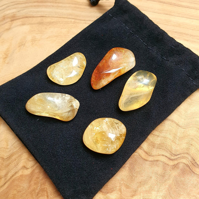 5 x Citrine Tumblestones | 10-20mm Polished Gemstone Crystals | Healing Crystals for Luck & Prosperity - BeesActive Australia