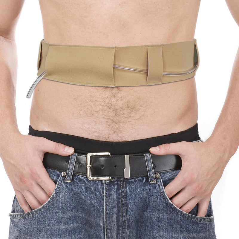 Peritoneal Dialysis Tube Belt - Slim, Soft and Stretchy PD Catheter Belt - Safe for Skin - Made in The UK - Peg Tube Supplies - Medical Peritoneal Dialysis Accessories (Large - 37″-50″, Beige) Large - 37″-50″ - BeesActive Australia