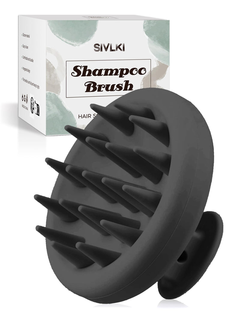 SIVLKI Scalp Massage Brush, Scalp Massager, Silicone Shampoo Brush, Scalp Massage for Exfoliating and Head Massage [Wet, Dry] to Remove Dandruff and Stimulate Hair Growth (Black) Black - BeesActive Australia