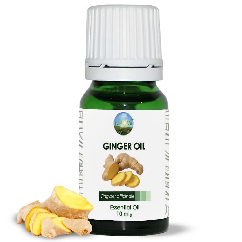 NPOW Ginger Essential Oils, Ginger Oil for Belly Fat & Pain - 100% Pure Therapeutic Grade, Ginger Oil for Lymphatic Drainage, Belly Drainage Ginger Oil for Hair Growth, Skin & Diffuser - 10ml 10 ml (Pack of 1) - BeesActive Australia