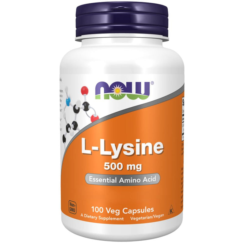 Now Foods, L-Lysine, 500mg, 100 Vegan Capsules, Amino Acid, Lab-Tested, Gluten-Free, Soy-Free, GMO-Free - BeesActive Australia