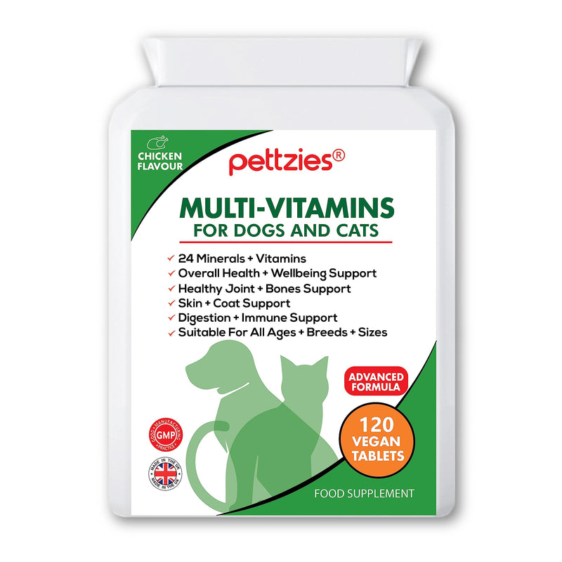 Daily Dog Vitamins - 24 Natural Minerals and Multivitamin Supplement for Dogs and Cats - Puppy to Senior - Support Brain, Heart, Joint, Muscle, Gut, Skin, Coat and Immune System.120 Tablets Vitamins and Minerals for Dogs & Cats 120 Tablets