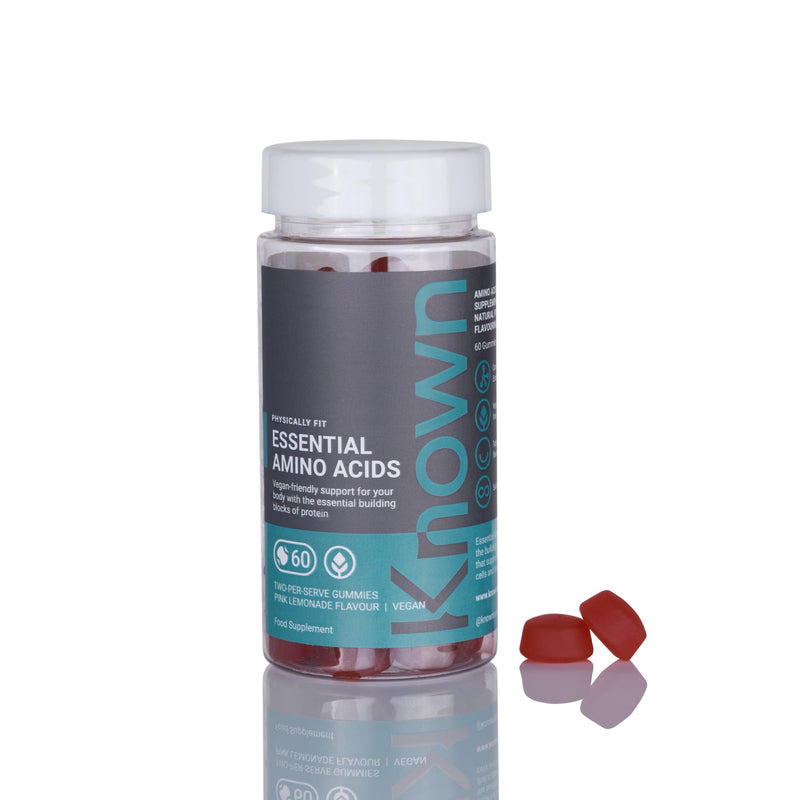 Vegan Essential Amino Acid Gummies by Known Nutrition | Essential Support for Muscle Growth, Recovery, and Energy | Delicious Pink Lemonade Flavour | 60 Two-Per-Serve Gummies (One Month’s Supply) - BeesActive Australia