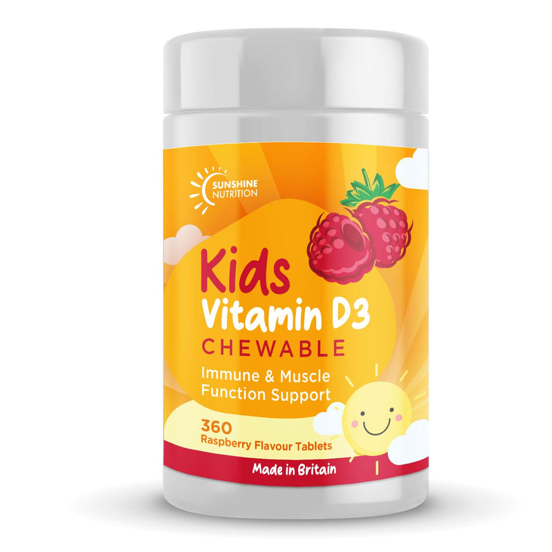 Vitamin D Chewable Supplements for Children 360 Raspberry Flavour Tablets by Sunshine Nutrition (Kids Chewable D3) Kids Chewable D3 - BeesActive Australia