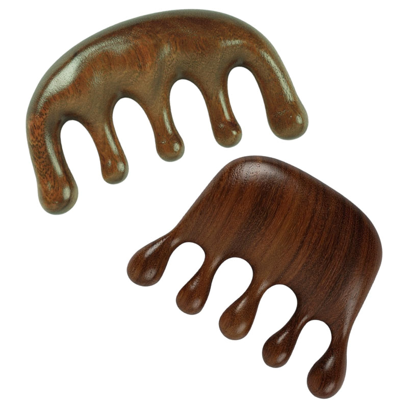 2 Pcs Wooden Massage Comb, Scalp Massager Wide Tooth Hair Massager Scalp Multi Functional Wooden Wide Tooth Comb for Men Women - BeesActive Australia