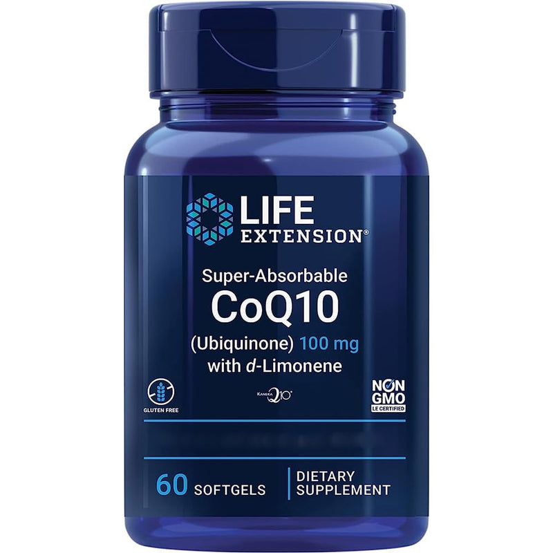 Life Extension, Super Absorbable CoQ10 with D-Limonene, 100mg Ubiquinone, 60 Softgels, Lab-Tested, Gluten Free, Soy Free, Non-GMO - BeesActive Australia