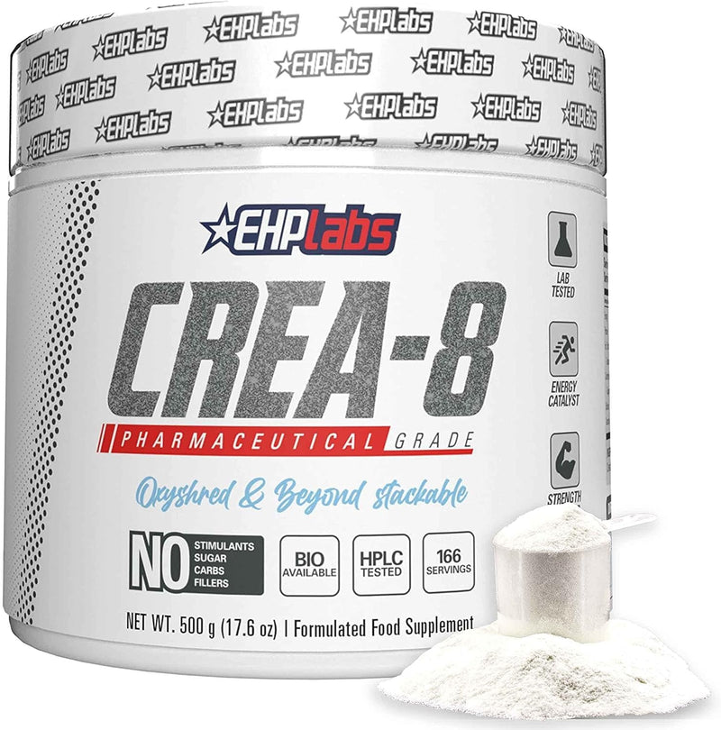 EHPlabs CREA-8 Creatine Monohydrate Powder - Creatine Powder for Building Lean Muscle Mass, Improves Strength & Power, Supports Brain Health - 100 Servings (500g) - BeesActive Australia