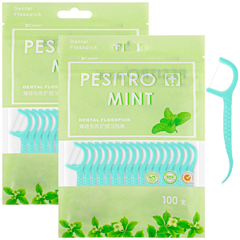 200 Pcs Floss Sticks Dental, Floss Picks Disposable Dental Floss 2 in 1 Dental Floss Toothpick,Teeth Floss Sticks for Interdental Cleaning - BeesActive Australia
