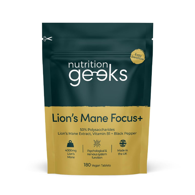 Lions Mane Supplement 4000mg with Vitamin B1 & Black Pepper, 180 Vegan Tablets - Lion's Mane Mushroom 15:1 Extract (Not Lions Mane Powder or Capsules), UK Made for Mental Performance & Nervous System - BeesActive Australia