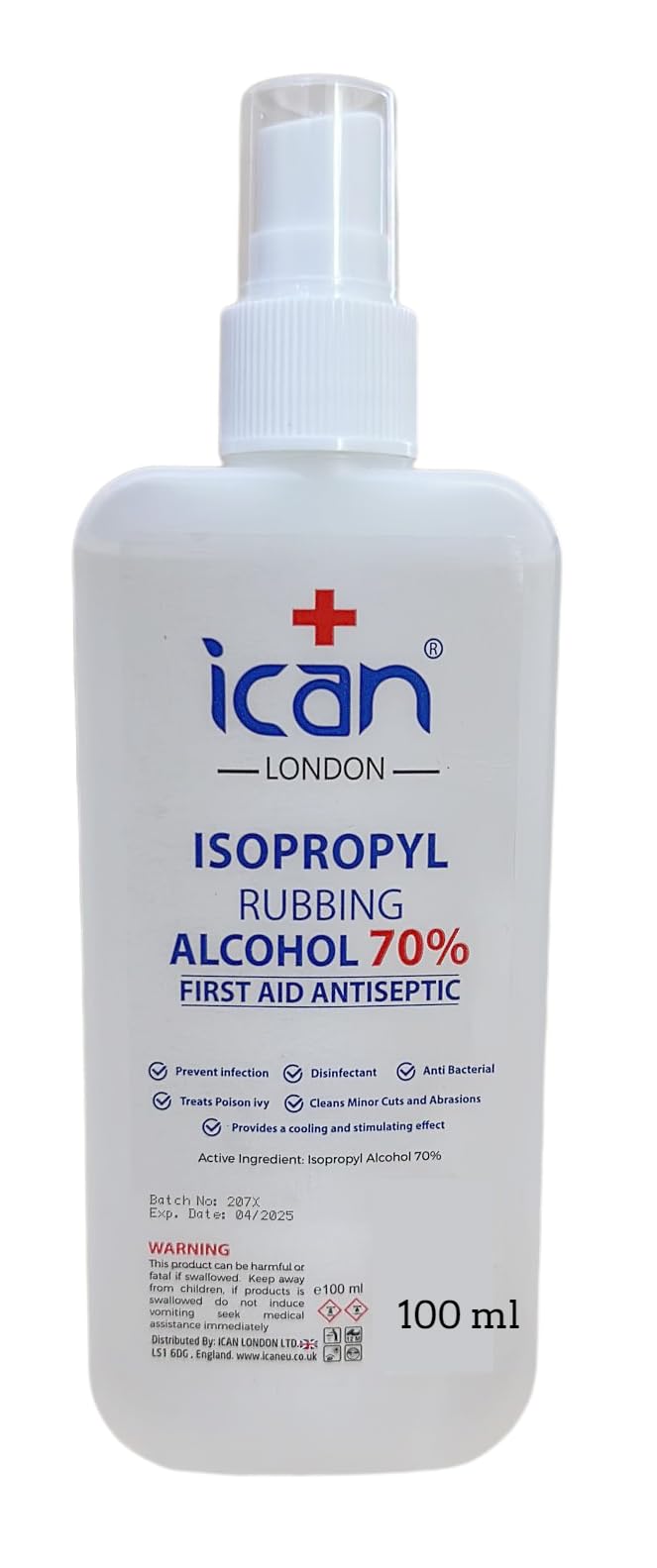 ican london isopropyl rubbing Alcohol 70% First aid Antiseptic Disinfectant 100ml Spray - BeesActive Australia