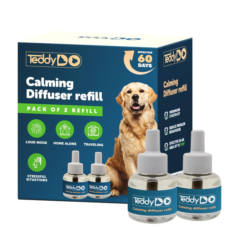 TeddyDo Calming Diffuser Refill for Dogs | Pack of Two | 60 Days Kit | Comfort, Calm & Relax Your Anxious Dog | Reduces Problematic Behaviours | 2x48ml