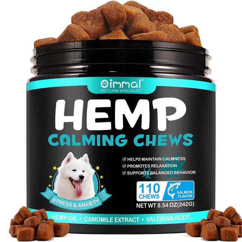 Calming Chews for Dogs,Quiet Moments Dog Calming Treats,Help Promote Relaxation,Dogs Anxiety Stress Relief-Barking,Separation,Thunder,Travel Issues (Salmon, 110counts) Salmon 110 Count (Pack of 1)