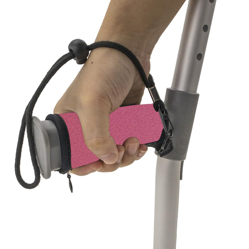 Pair of Pink Padded Neoprene Crutch Handle Covers for Comfort with Wrist Strap - by Lifeswonderful - BeesActive Australia