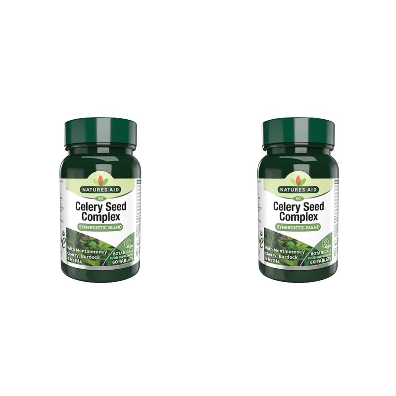 Natures Aid Celery Seed Complex, with Montmorency Cherry, Nettle & Burdock, Vegan Tablets, 60 Count (Pack of 2) 60 count (Pack of 2) - BeesActive Australia