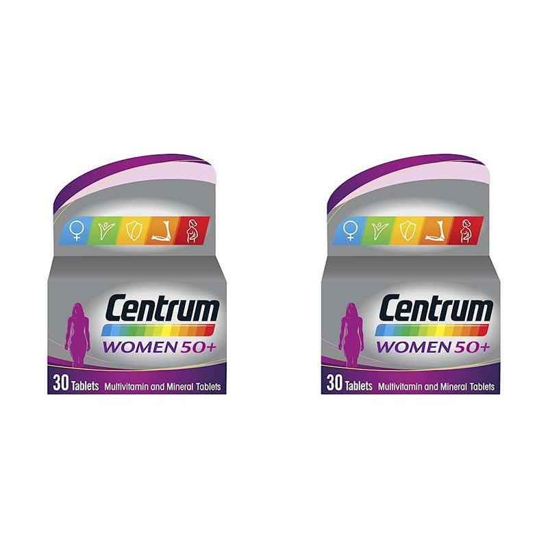 Centrum Women 50+ Multivitamin & Mineral Tablets, 24 Essential nutrients Including Vitamin D, Complete Multivitamin Tablets, 30 Tablets (Pack of 2) - BeesActive Australia