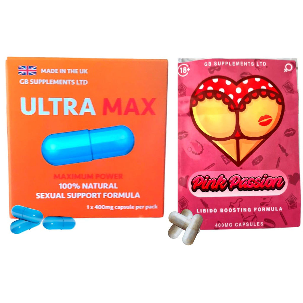 3 x Ultra Max Pills for Men & Pink Passion Female Sex Tablet, Forever & Always Supplement Bundle - high Strength 100% Herbal Sex Enhancers for Couples! Libido & Sex Drive Support for Women & Men - BeesActive Australia