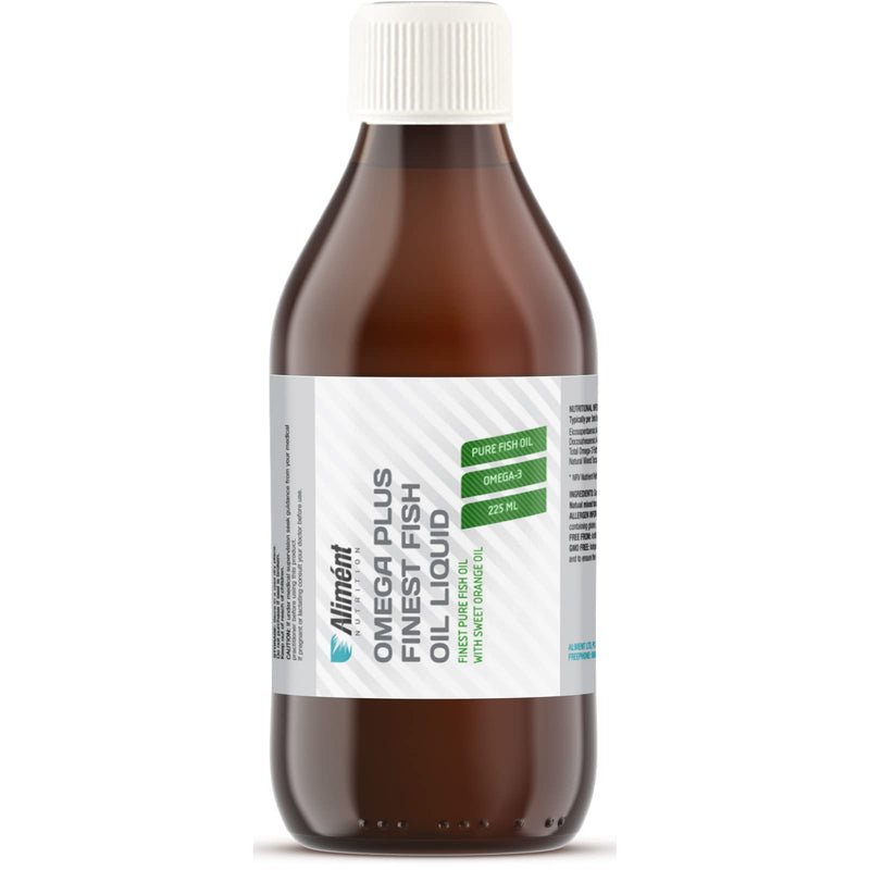 Aliment Premium Omega 3 Fish Oil Liquid 1800mg Per 5ml EPA & DHA High Strength Fish Oil 225ml Orange Flavour No Fishy Odur or Taste Natural Fish Oil from Anchovies & Sardines Contaminant Free - BeesActive Australia