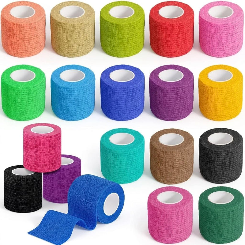 15 Rolls Self Adhesive Bandage | Pet Vet Wrap for Dogs | Cohesive Bandage for Ankle Sprains, Wrist Support | Sports Tape for Football, Badminton Racket Grip | 5cm x 4.5m(2" x 177")