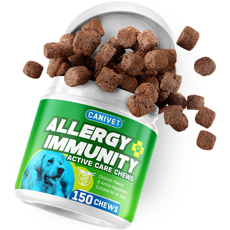 Anti Itch Chews for Dogs | Allergy Relief with Quercetin | 10-in-1 Probiotics, Omega 3, Colostrum & Astragalus | Real Meat Soft Chews, Grain Free | 150 Chews
