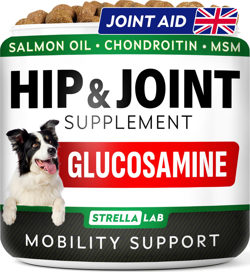 StrellaLab – Treats Over Tablets! Advanced Joint Aid Supplement Chews for Dogs – Hip & Joint Health Care with Glucosamine & Chondroitin – Made in UK – Senior & Adult - 60 Count 60 JOINT AID Treats (chewable tablets)