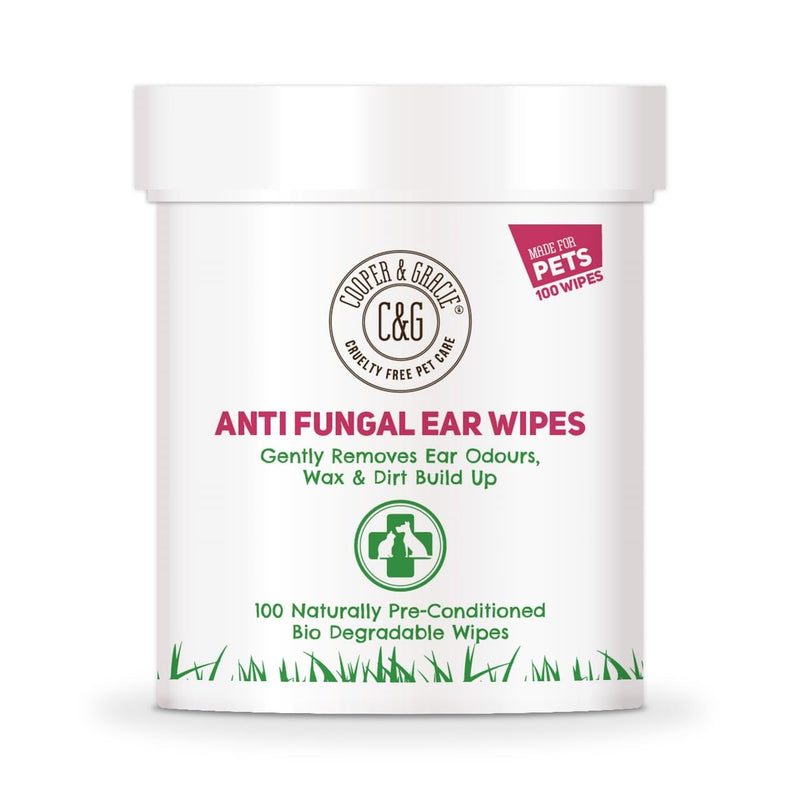 Dog Wipes | Dog Ear Wipes for Dogs & Cats by Cooper and Gracie | 100 Biodegradable Soothing Ear Cleaning Wipes for Pets | Soft, Quick, and Easy Wipes to Remove Wax and Relieve Itchy Ears