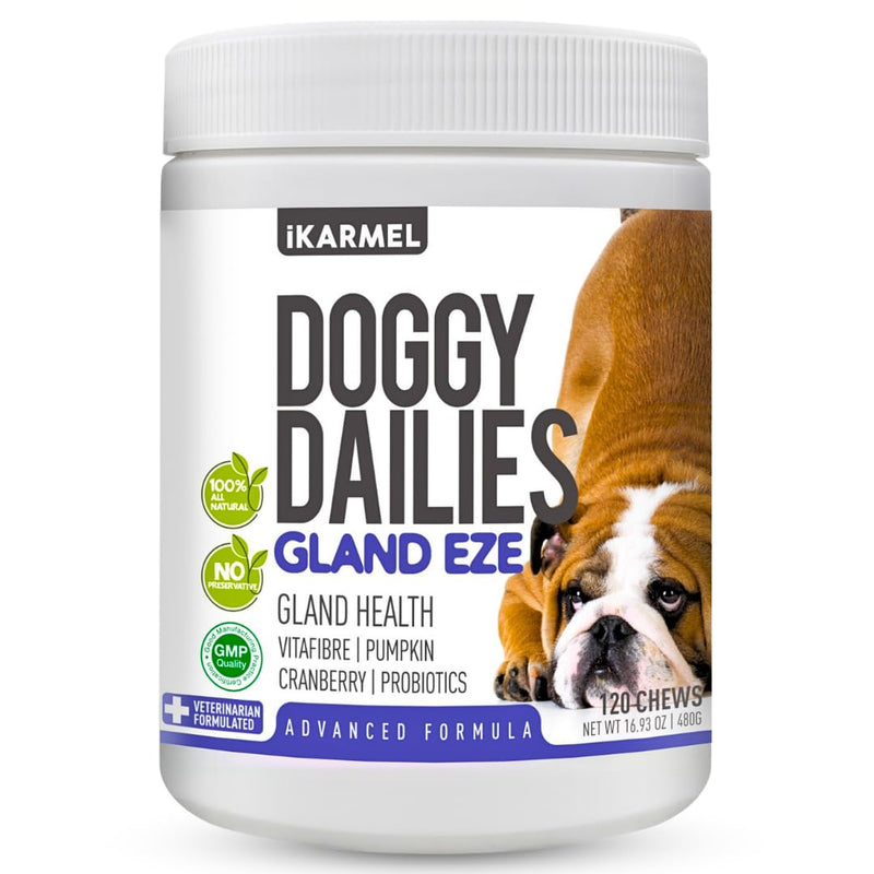 Doggy Dailies | Advanced Anal Gland Support Chews for Dogs | No Scoot Pet Supplements | Fibre Supplement With Pumpkin Powder for Dogs | Dog Digestion Tablets Formulated by Vets | 120 120 Count (Pack of 1)