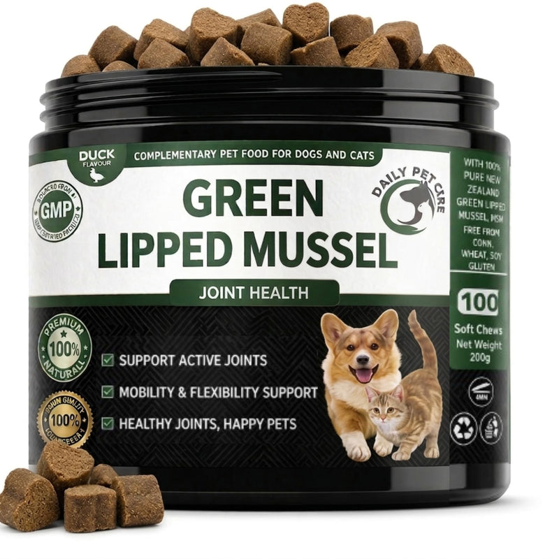 Green Lipped Mussel for Dogs & Cats High Strength Joint Supplement – Glucosamine MSM Chondroitin – Hip & Joint Support, Mobility & Arthritis Care CHEWS (DUCK FLAVOUR)