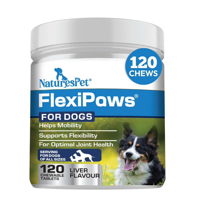 FLEXIPAWS – Joint Supplement for Adult Dogs (120 Chewable Tablets) | Glucosamine, Chondroitin & Green Lipped Mussel for Mobility, hip & joint care for dogs | Liver Flavour
