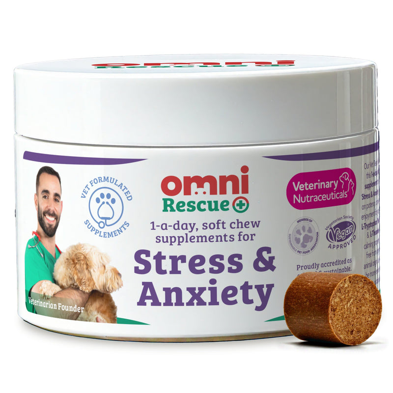 Omni Dog Anxiety Relief Supplement - Dragons’ Den Winners, One-a-Day Supplements for Dogs, Aids Stress and Anxiety with L-Tryptophan L-Theanine for Calming, 30 Servings, Small Dog 0-15Kg Pack of 1 Small Dogs (0-15kg)