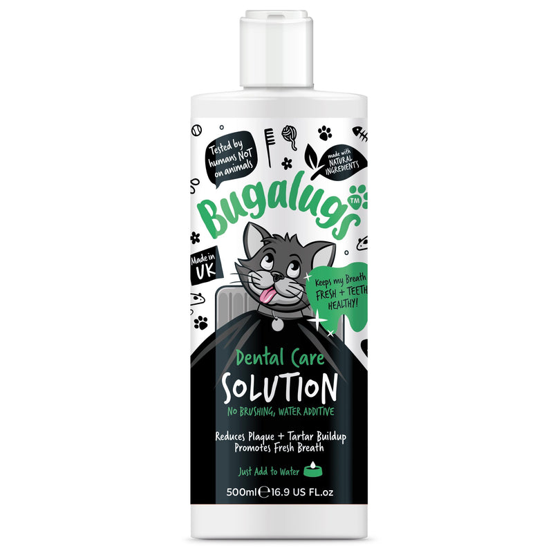 BUGALUGS Cat Breath Freshener Dental Care Water Additive. Clean Teeth, Healthy Gums & Fresh Breath - Natural Cat Plaque Remover & Tartar Remover for Teeth. No Brushing Needed 500ml Additive